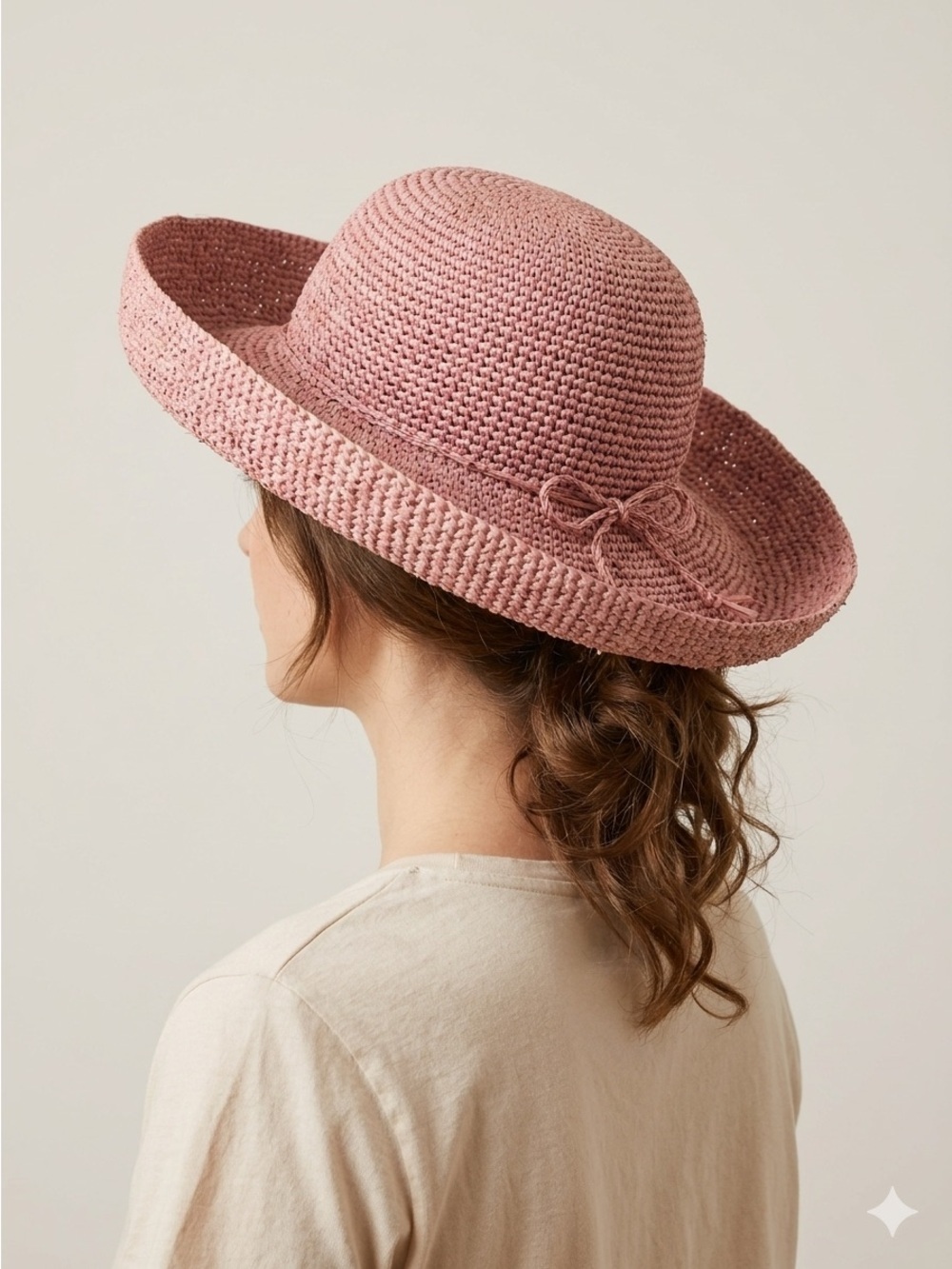 Onigo Mauvy Pink Straw Raffia Hat - O/S, handmade in Madagascar 🇲🇬